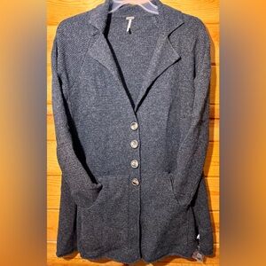 Free People Wool Charcoal Knit Jacket